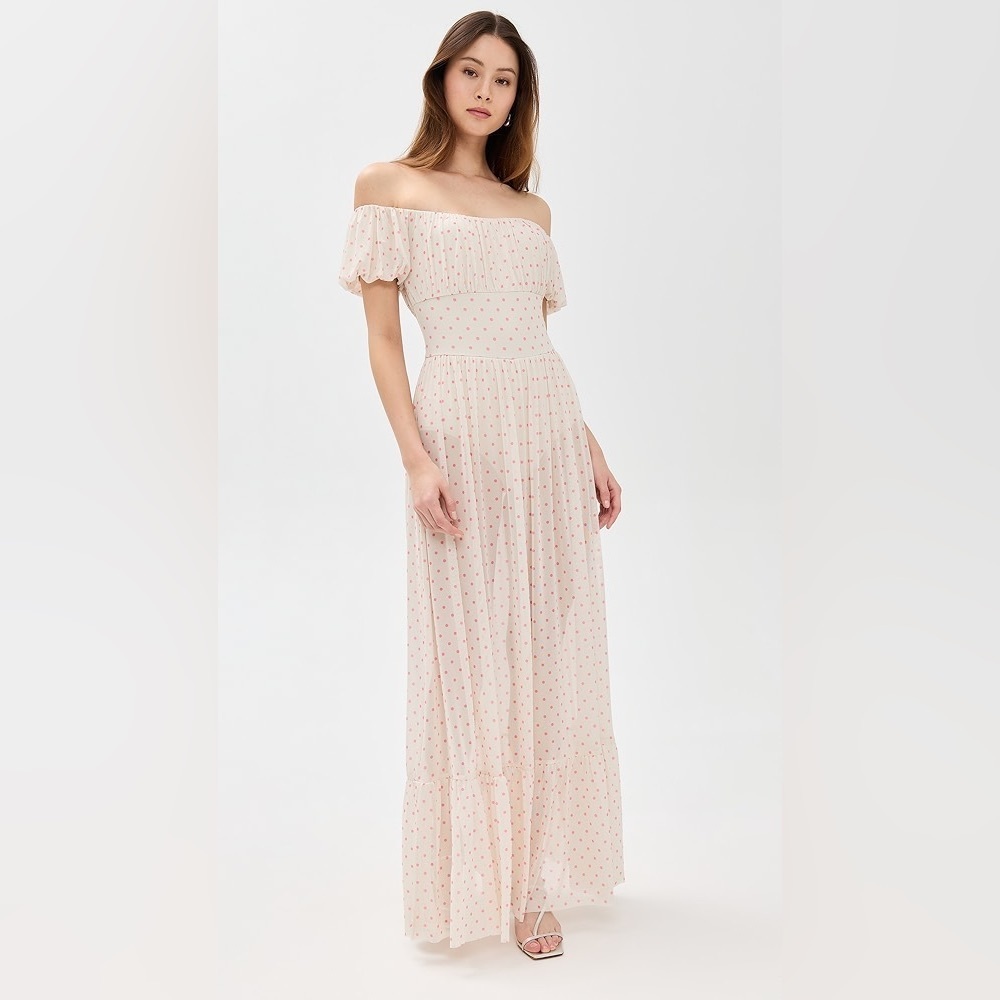 AFRM Moreno Dress Coral Micro Dot Maxi Dress XXS
